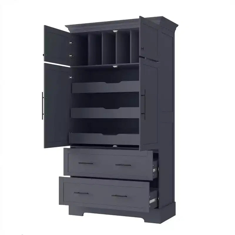 Meuble de rangement pour cuisine de ferme de 72 po, armoire de rangement de salle à manger autoportante avec tiroirs, plateaux coulissants et rangement pour moule à gâteau-Panipeachy