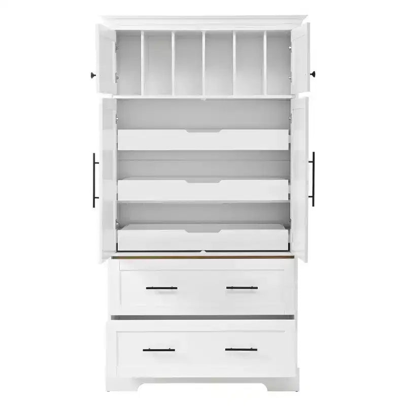 Meuble de rangement pour cuisine de ferme de 72 po, armoire de rangement de salle à manger autoportante avec tiroirs, plateaux coulissants et rangement pour moule à gâteau-Panipeachy