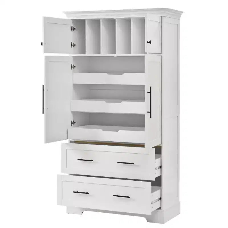 Meuble de rangement pour cuisine de ferme de 72 po, armoire de rangement de salle à manger autoportante avec tiroirs, plateaux coulissants et rangement pour moule à gâteau-Panipeachy