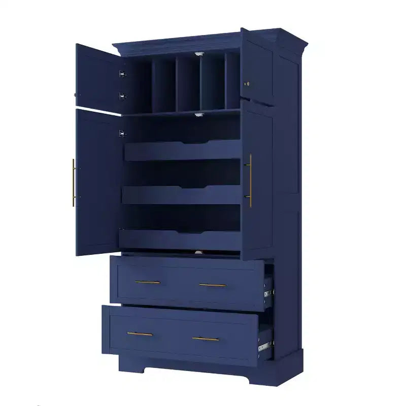 Meuble de rangement pour cuisine de ferme de 72 po, armoire de rangement de salle à manger autoportante avec tiroirs, plateaux coulissants et rangement pour moule à gâteau-Panipeachy