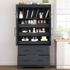 Meuble de rangement pour cuisine de ferme de 72 po, armoire de rangement de salle à manger autoportante avec tiroirs, plateaux coulissants et rangement pour moule à gâteau-Panipeachy