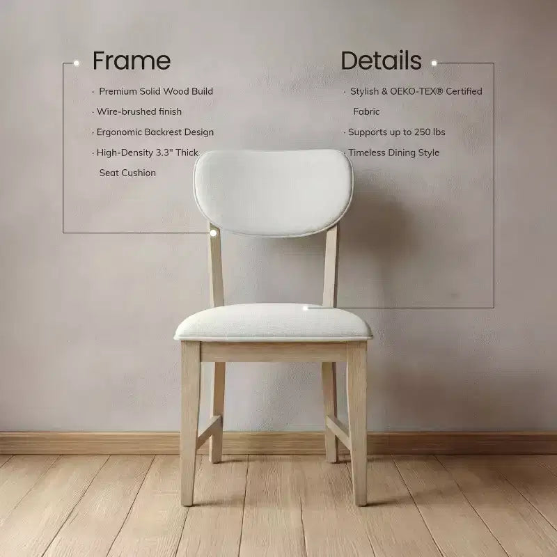 Chaises de salle à manger en bois massif avec dossier ergonomique et coussin épais de 8,4 cm, pour salle à manger et salon