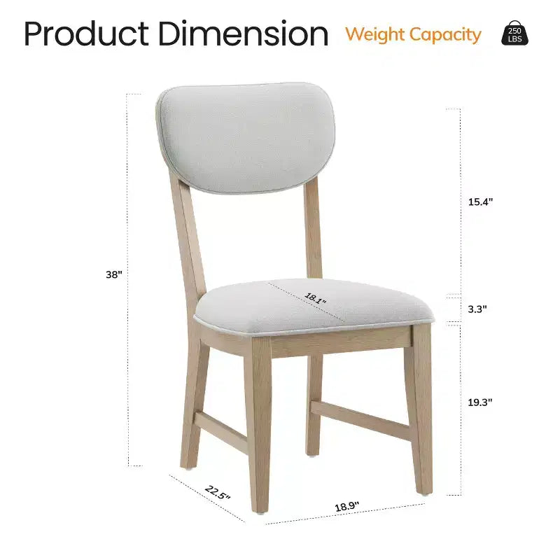 Chaises de salle à manger en bois massif avec dossier ergonomique et coussin épais de 8,4 cm, pour salle à manger et salon