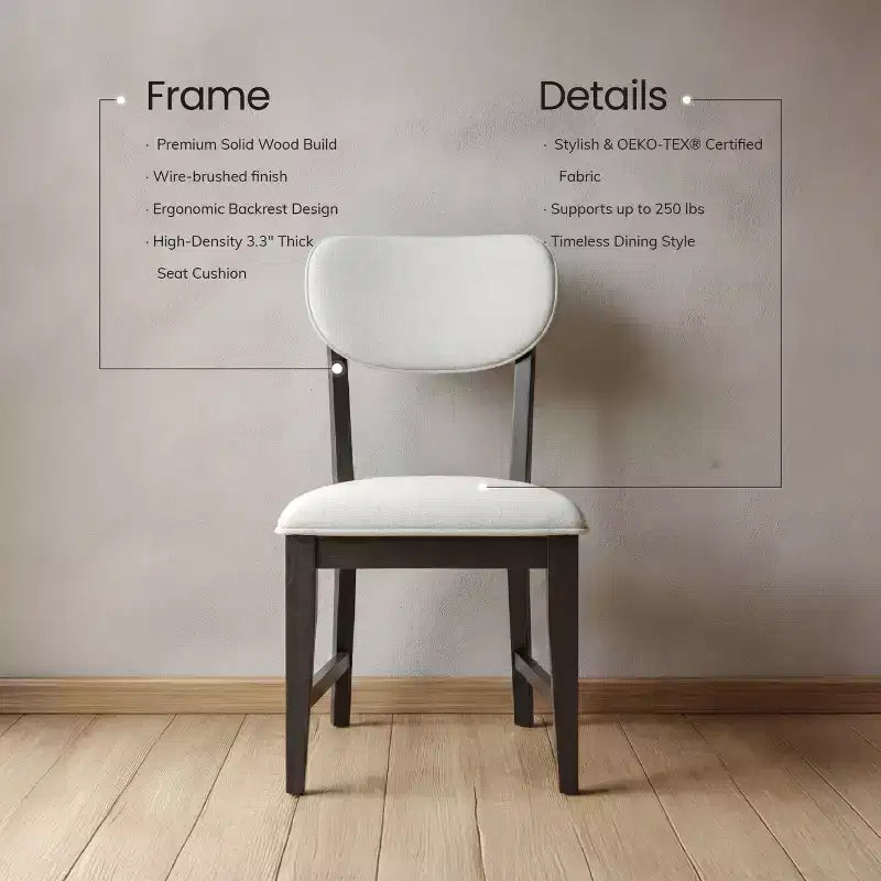 Chaises de salle à manger en bois massif avec dossier ergonomique et coussin épais de 8,4 cm, pour salle à manger et salon