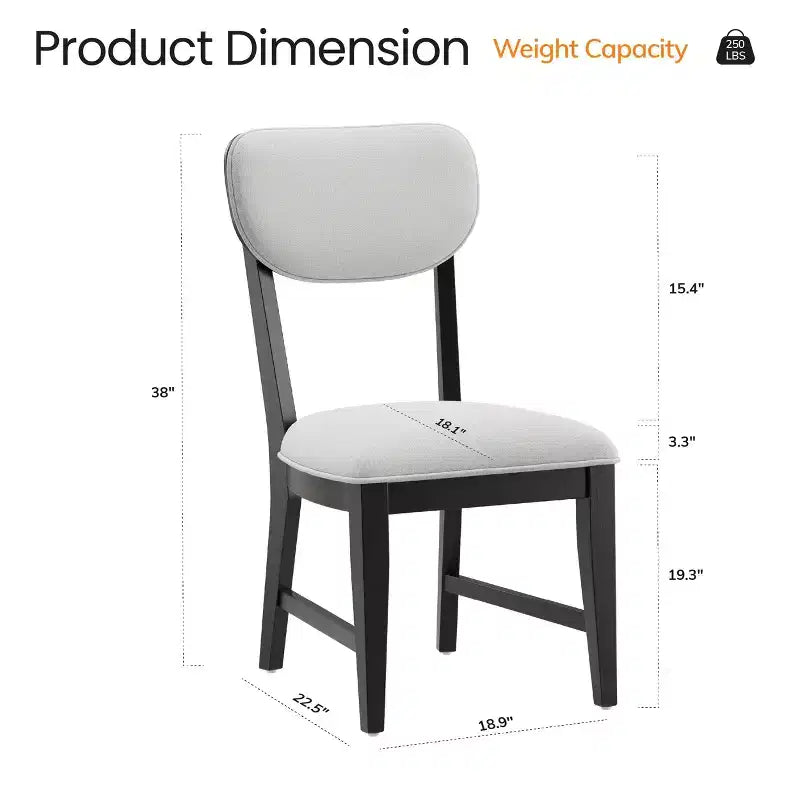 Chaises de salle à manger en bois massif avec dossier ergonomique et coussin épais de 8,4 cm, pour salle à manger et salon