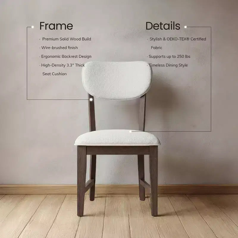 Chaises de salle à manger en bois massif avec dossier ergonomique et coussin épais de 8,4 cm, pour salle à manger et salon