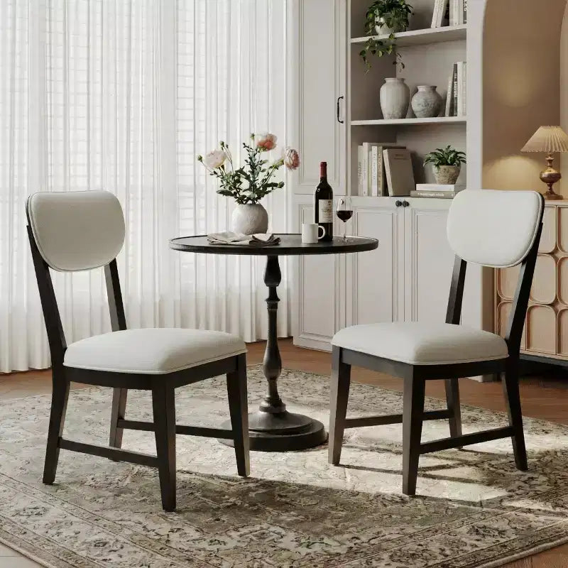 Solid Wood Dining Chairs with Ergonomic Backrest and 3.3 Thick Cushion, for Dining Room & Living Room
