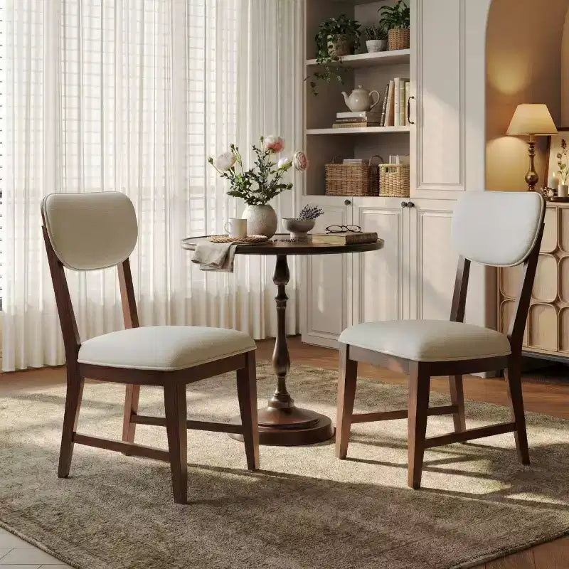 Chaises de salle à manger en bois massif avec dossier ergonomique et coussin épais de 8,4 cm, pour salle à manger et salon