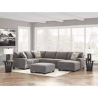 Signature Design by Ashley Revenna, grand pouf d'appoint, revêtement en polyester texturé, gris pierre