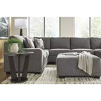 Signature Design by Ashley Revenna, grand pouf d'appoint, revêtement en polyester texturé, gris pierre