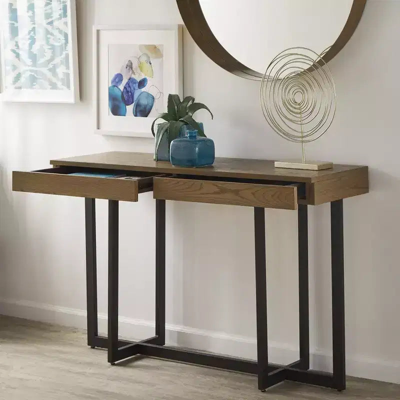Console Nadian avec finition bois et deux tiroirs - iNSPIRE Q