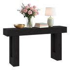 63-inch farmhouse-style entryway table with open shelving. Suitable for hallways, living rooms, foyer, or behind sofas.