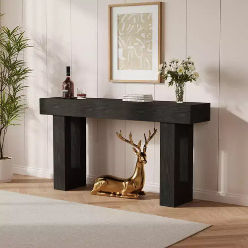 Table d'entrée de style campagnard de 160 cm avec étagères ouvertes. Convient pour les couloirs, les salons, les halls d'entrée ou derrière les canapés.