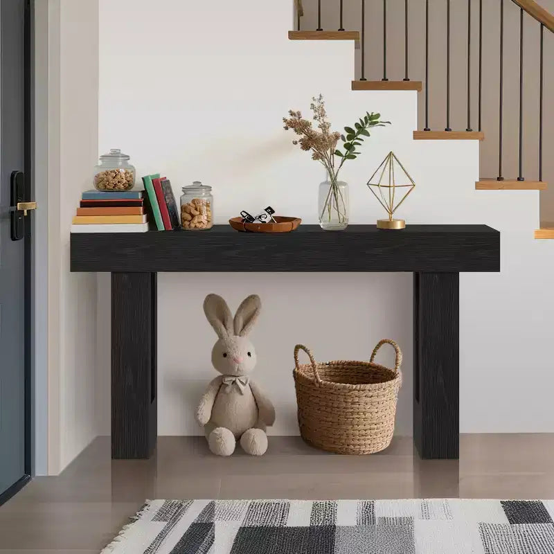 Table d'entrée de style campagnard de 160 cm avec étagères ouvertes. Convient pour les couloirs, les salons, les halls d'entrée ou derrière les canapés.