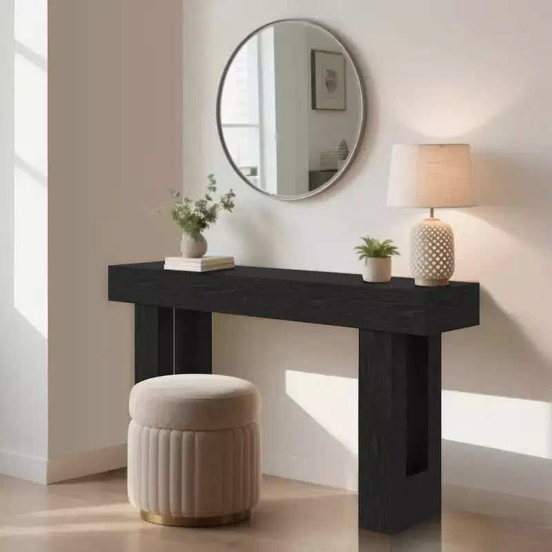 Table d'entrée de style campagnard de 160 cm avec étagères ouvertes. Convient pour les couloirs, les salons, les halls d'entrée ou derrière les canapés.