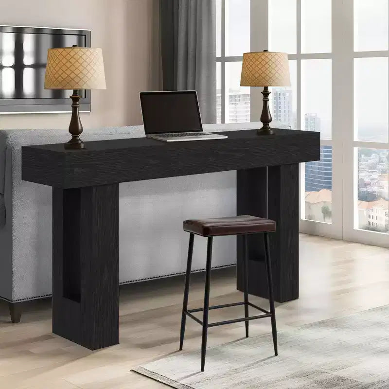 Table d'entrée de style campagnard de 160 cm avec étagères ouvertes. Convient pour les couloirs, les salons, les halls d'entrée ou derrière les canapés.