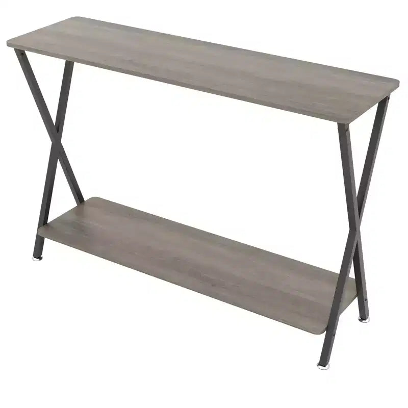 Modern Industrial Console Table  2-Tier Narrow Sofa Side Table with Storage Shelf, Sturdy Metal Frame, Space-Saving for Living Room, Entryway, Grey