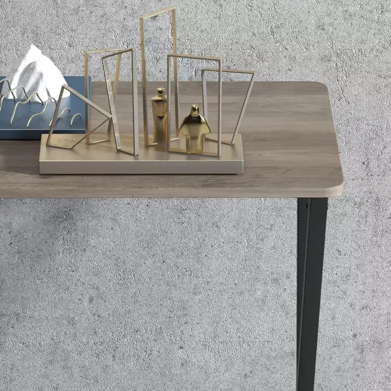 Table console industrielle moderne, table d'appoint étroite à 2 niveaux avec étagère de rangement, cadre métallique robuste, peu encombrante pour salon, entrée, grise