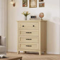 CuisinSmart 4 Dresser for Bedroom, 35 Tall Vertical Drawer Dresser with Large Storage, Freestanding Wooden Closet Chest for Living Room