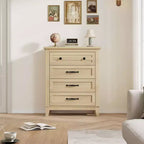 CuisinSmart Commode 4 tiroirs pour chambre, commode verticale de 89 cm de haut avec grand rangement, commode en bois autoportante pour salon