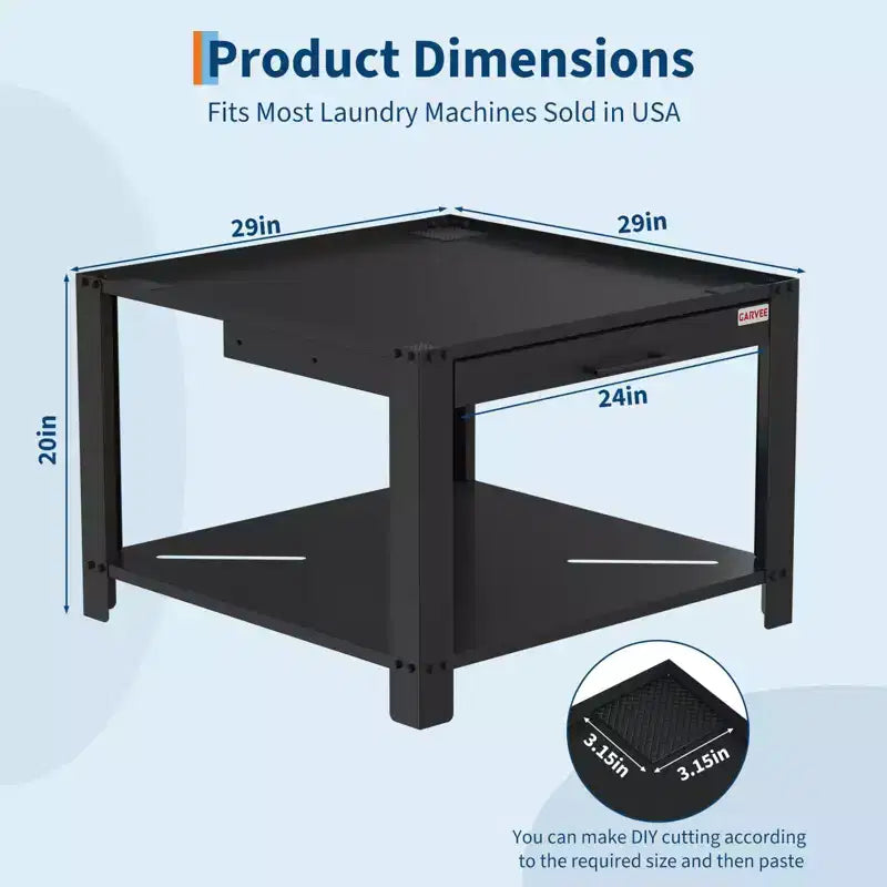 Support de Socle de Laveuse-Sécheuse Universel - Base Métallique Robuste Anti-Vibration avec Étagère Coulissante, Capacité de 360 kg, Support de Rangement Autonome