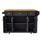 Desserte de cuisine roulante Homy Casa avec plateau en bois et armoires de rangement, Noir