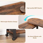 Garvee Table d'appoint rotative à 360° avec station de charge, table d'appoint pivotante avec sac de rangement et 6 roulettes verrouillables, table mobile pour chambre et salon