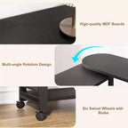 Garvee Table d'appoint rotative à 360° avec station de charge, table d'appoint pivotante avec sac de rangement et 6 roulettes verrouillables, table mobile pour chambre et salon
