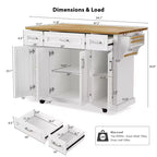 HomyCasa Îlot de cuisine roulant avec plateau en bois et armoires de rangement, blanc