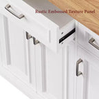 HomyCasa Îlot de cuisine roulant avec plateau en bois et armoires de rangement, blanc