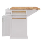 HomyCasa Îlot de cuisine roulant avec plateau en bois et armoires de rangement, blanc