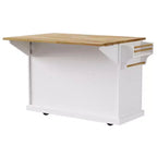 HomyCasa Îlot de cuisine roulant avec plateau en bois et armoires de rangement, blanc