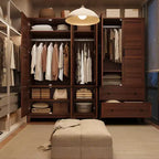 Armoire de rangement en bois de 183 cm avec 2 tiroirs, tringle à vêtements, 18 étagères réglables et portes pour chambre à coucher, grande armoire à vêtements