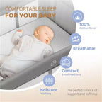 Karl Home Lit de bébé cododo 7 en 1 tout-en-un avec table à langer, gris
