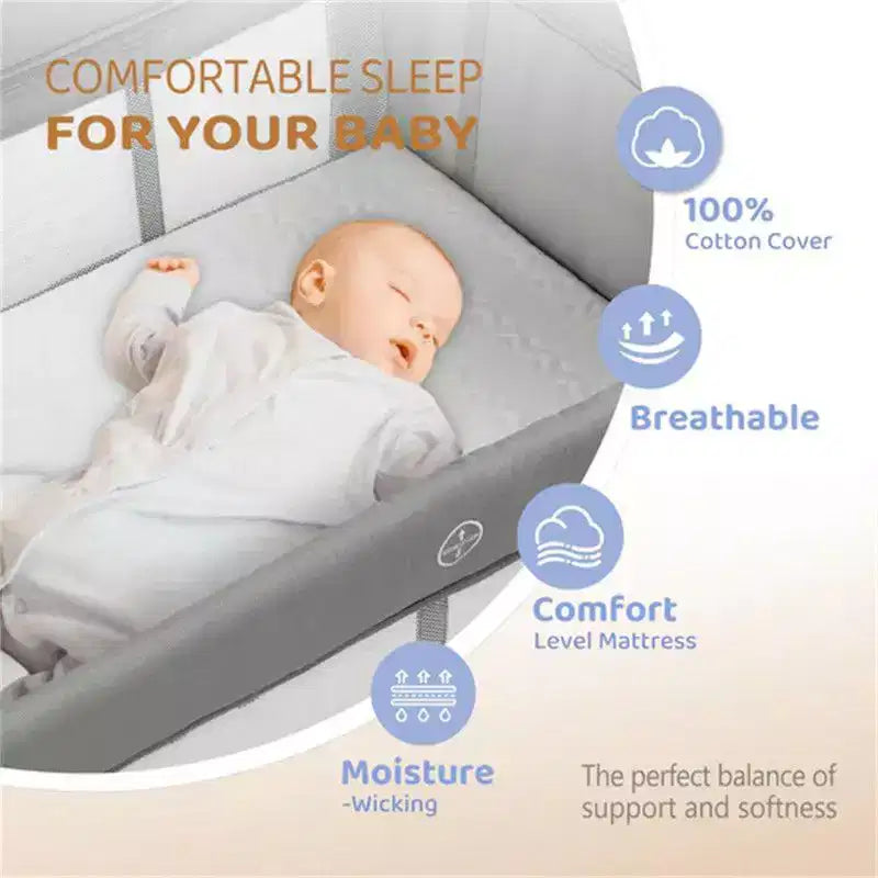 Karl Home Lit de bébé cododo 7 en 1 tout-en-un avec table à langer, gris