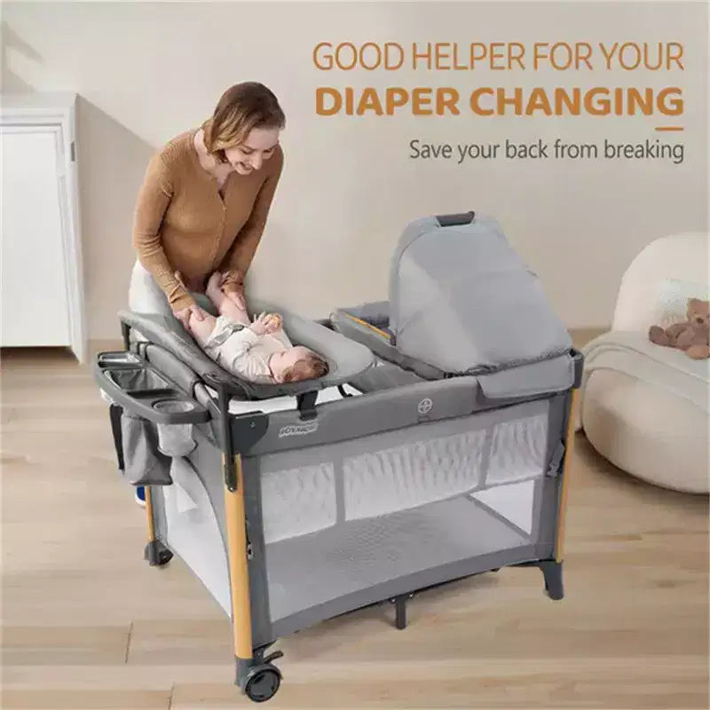 Karl Home Lit de bébé cododo 7 en 1 tout-en-un avec table à langer, gris