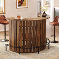 Lantine 4-Tier Bar Table, 39.4 H with Footrest, Arc-Shaped, Modern Wine Bar Cabinet for Home Pub, Living Room, Rustic Brown.