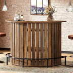 Table de bar Lantine à 4 niveaux, 100 cm de haut avec repose-pieds, en forme d'arc, armoire à vin moderne pour bar de maison, salon, marron rustique.