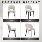 Lot de 2 chaises de salle à manger modernes en tissu, chaises d'appoint rembourrées avec dossier incurvé et pieds en bois, assise confortable pour cuisine de salle à manger
