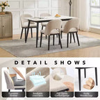 Lot de 2 chaises de salle à manger modernes en tissu, chaises d'appoint rembourrées avec dossier incurvé et pieds en bois, assise confortable pour cuisine de salle à manger