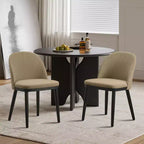 Lot de 2 chaises de salle à manger modernes en tissu, chaises d'appoint rembourrées avec dossier incurvé et pieds en bois, assise confortable pour cuisine de salle à manger