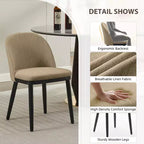 Lot de 2 chaises de salle à manger modernes en tissu, chaises d'appoint rembourrées avec dossier incurvé et pieds en bois, assise confortable pour cuisine de salle à manger