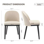 Lot de 2 chaises de salle à manger modernes en tissu, chaises d'appoint rembourrées avec dossier incurvé et pieds en bois, assise confortable pour cuisine de salle à manger