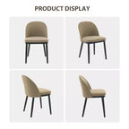 Lot de 2 chaises de salle à manger modernes en tissu, chaises d'appoint rembourrées avec dossier incurvé et pieds en bois, assise confortable pour cuisine de salle à manger