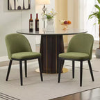 Lot de 2 chaises de salle à manger modernes en tissu, chaises d'appoint rembourrées avec dossier incurvé et pieds en bois, assise confortable pour cuisine de salle à manger