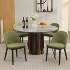 Lot de 2 chaises de salle à manger modernes en tissu, chaises d'appoint rembourrées avec dossier incurvé et pieds en bois, assise confortable pour cuisine de salle à manger
