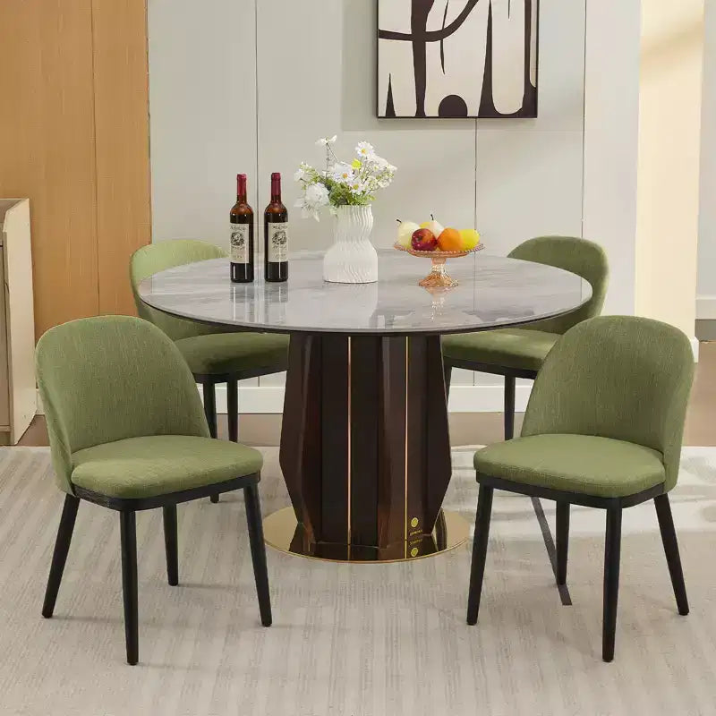 Lot de 2 chaises de salle à manger modernes en tissu, chaises d'appoint rembourrées avec dossier incurvé et pieds en bois, assise confortable pour cuisine de salle à manger