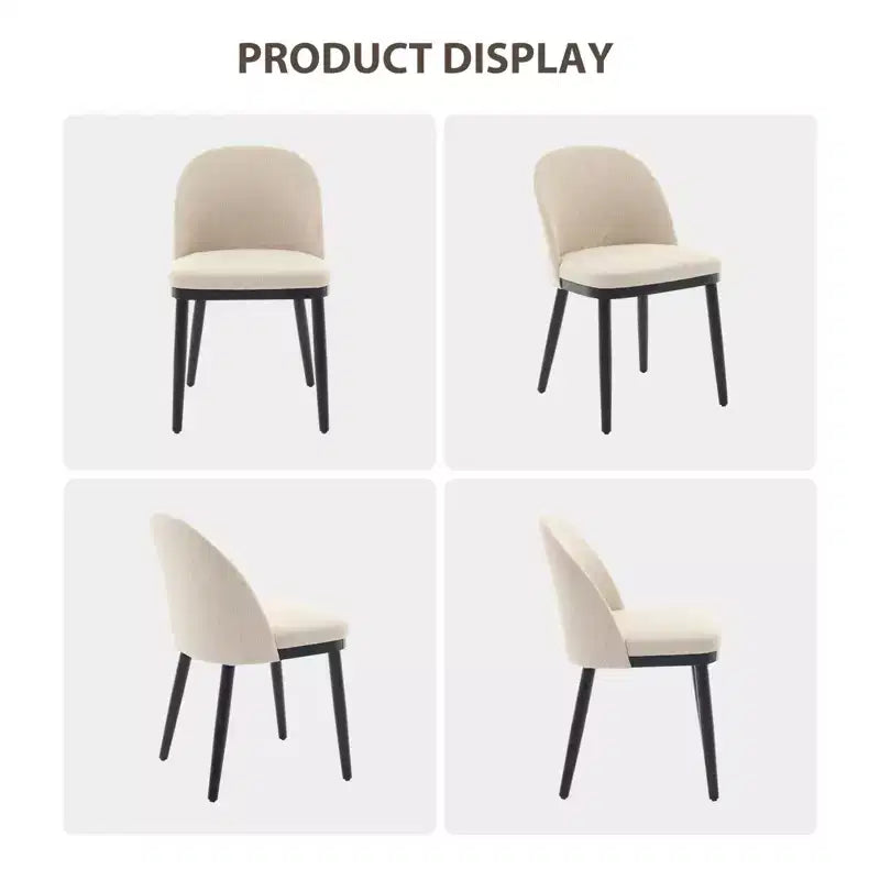 Lot de 2 chaises de salle à manger modernes en tissu, chaises d'appoint rembourrées avec dossier incurvé et pieds en bois, assise confortable pour cuisine de salle à manger