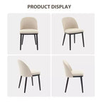 Lot de 2 chaises de salle à manger modernes en tissu, chaises d'appoint rembourrées avec dossier incurvé et pieds en bois, assise confortable pour cuisine de salle à manger