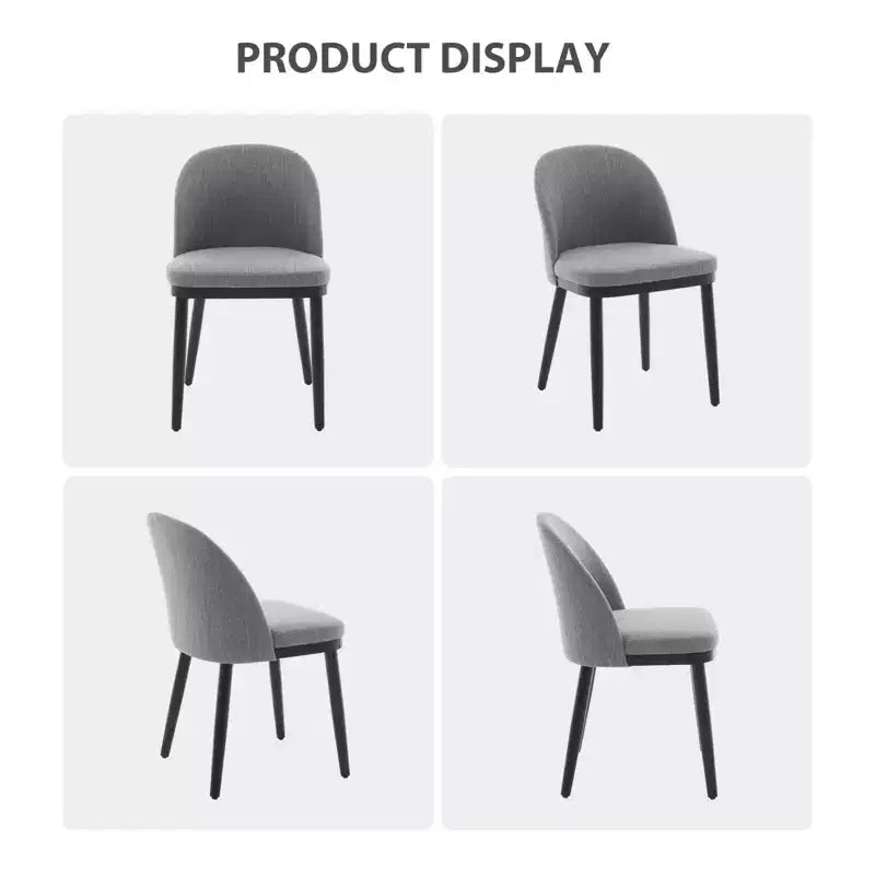 Lot de 2 chaises de salle à manger modernes en tissu, chaises d'appoint rembourrées avec dossier incurvé et pieds en bois, assise confortable pour cuisine de salle à manger